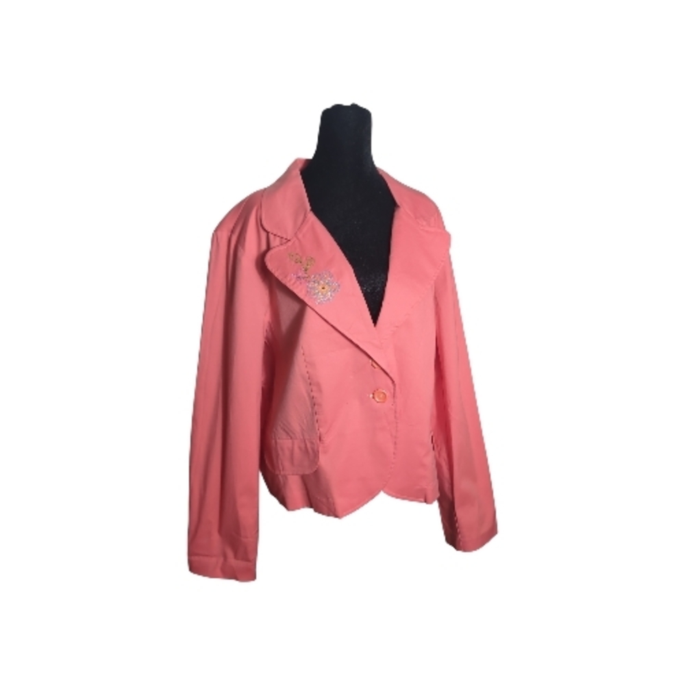 Courtenay NWT Vintage Y2K 20W Coral Blazer with Embroidery Coastal Corpcore Chic